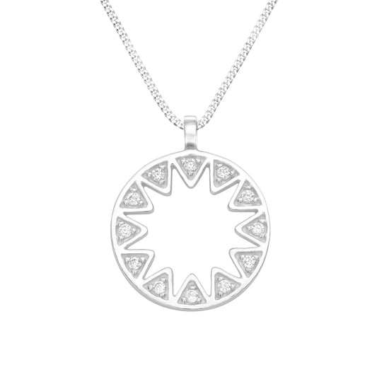 Sterling Silver & Cubic Zirconia Openwork Starbust Pendant Necklace