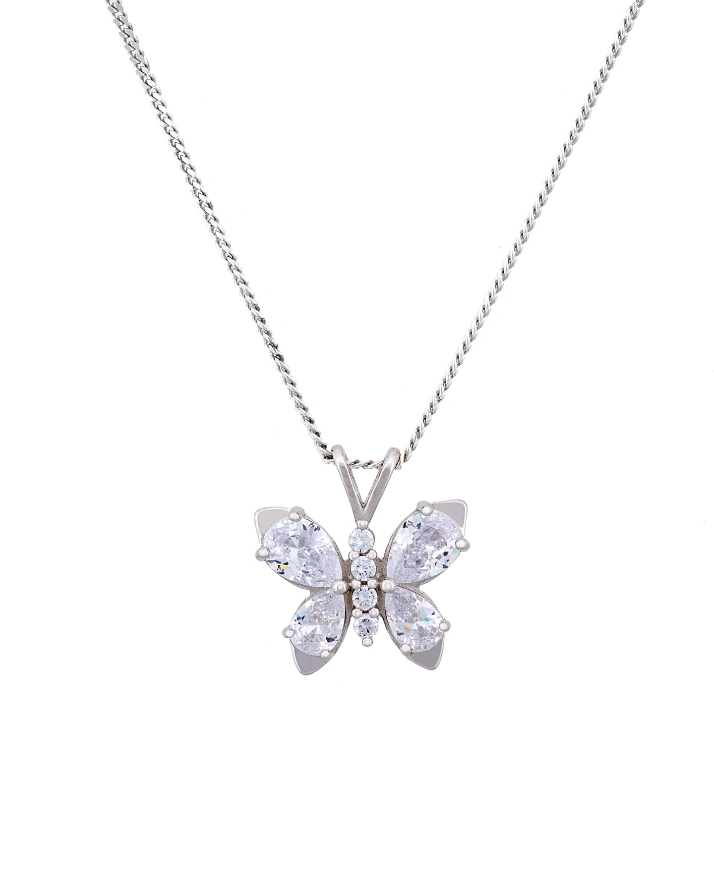 Sterling Silver & Cubic Zirconia Butterfly Pendant Necklace