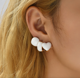 Goldtone White Heart & Circular Set Of 3 Hoop Earrings