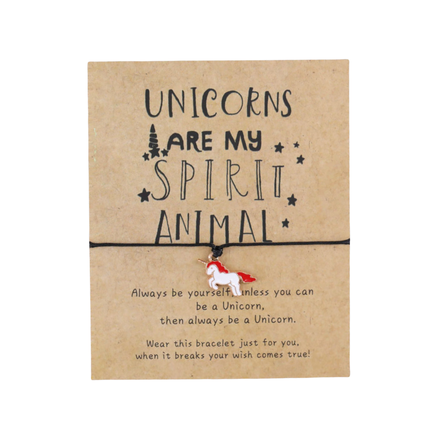 White & Red Unicorn Adjustable Black Bracelet