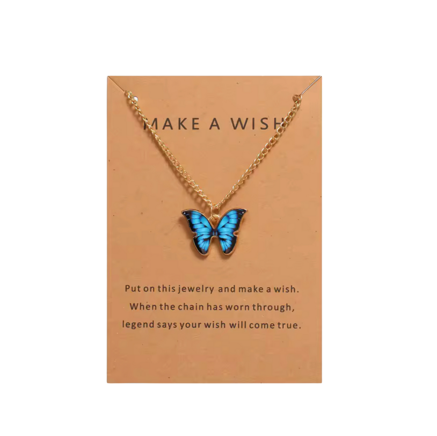 Goldtone Butterfly Pendant Necklace - Make A Wish