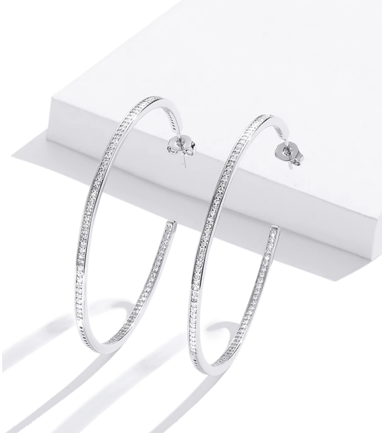 Sterling Silver Hoop Earrings with Cubic Zirconia