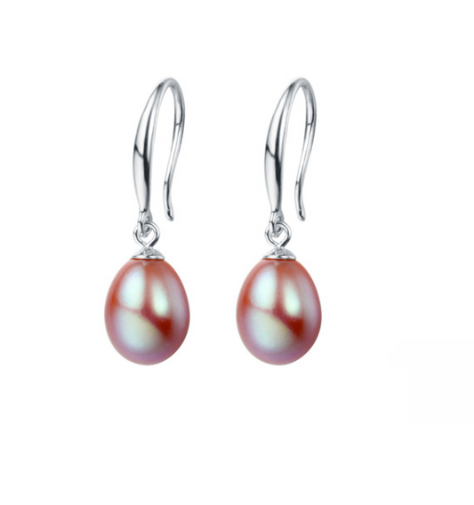 Sterling Silver & Purple Freshwater Pearl Drop Earring