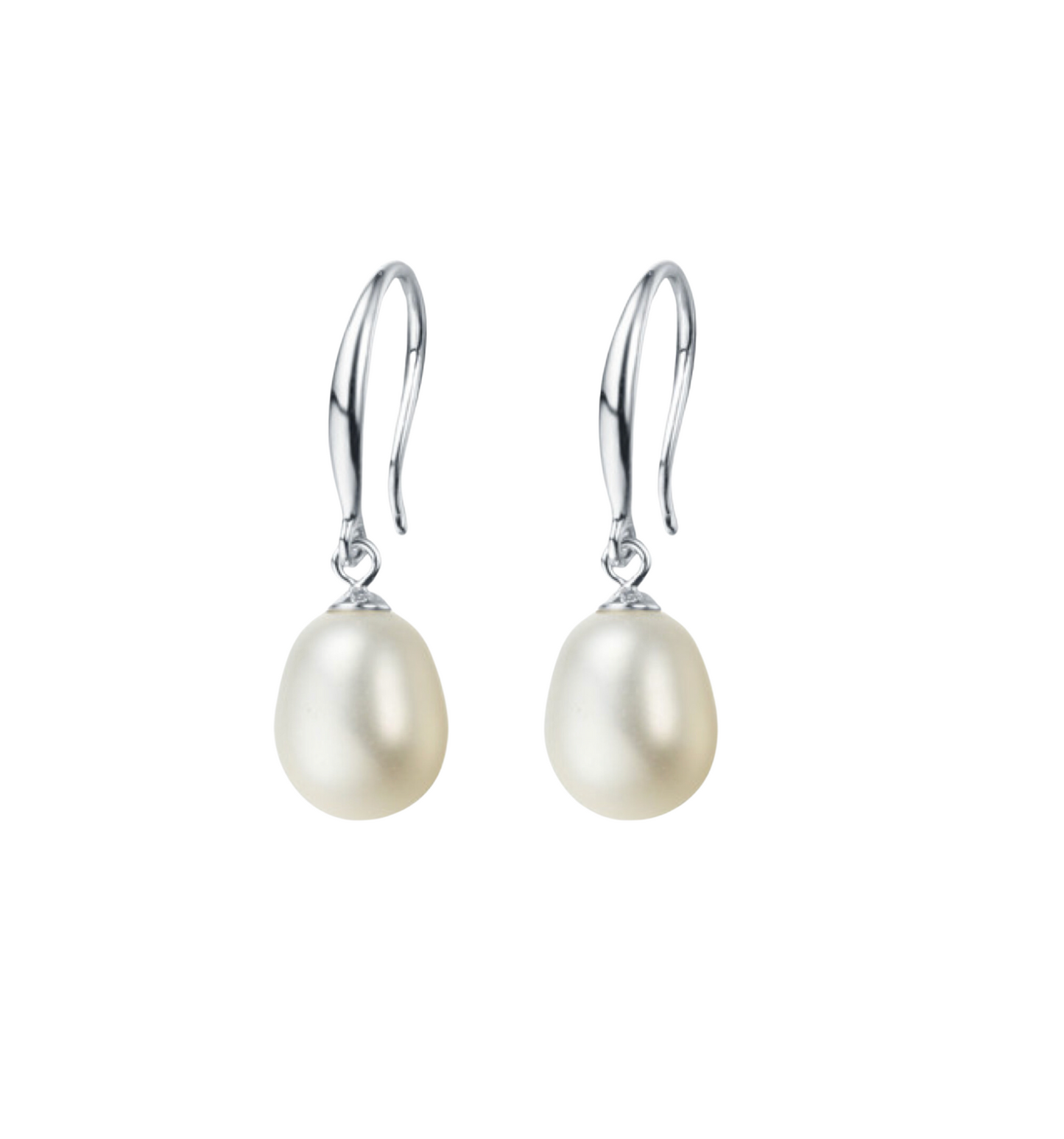 Sterling Silver & White Freshwater Pearl Drop Earrings