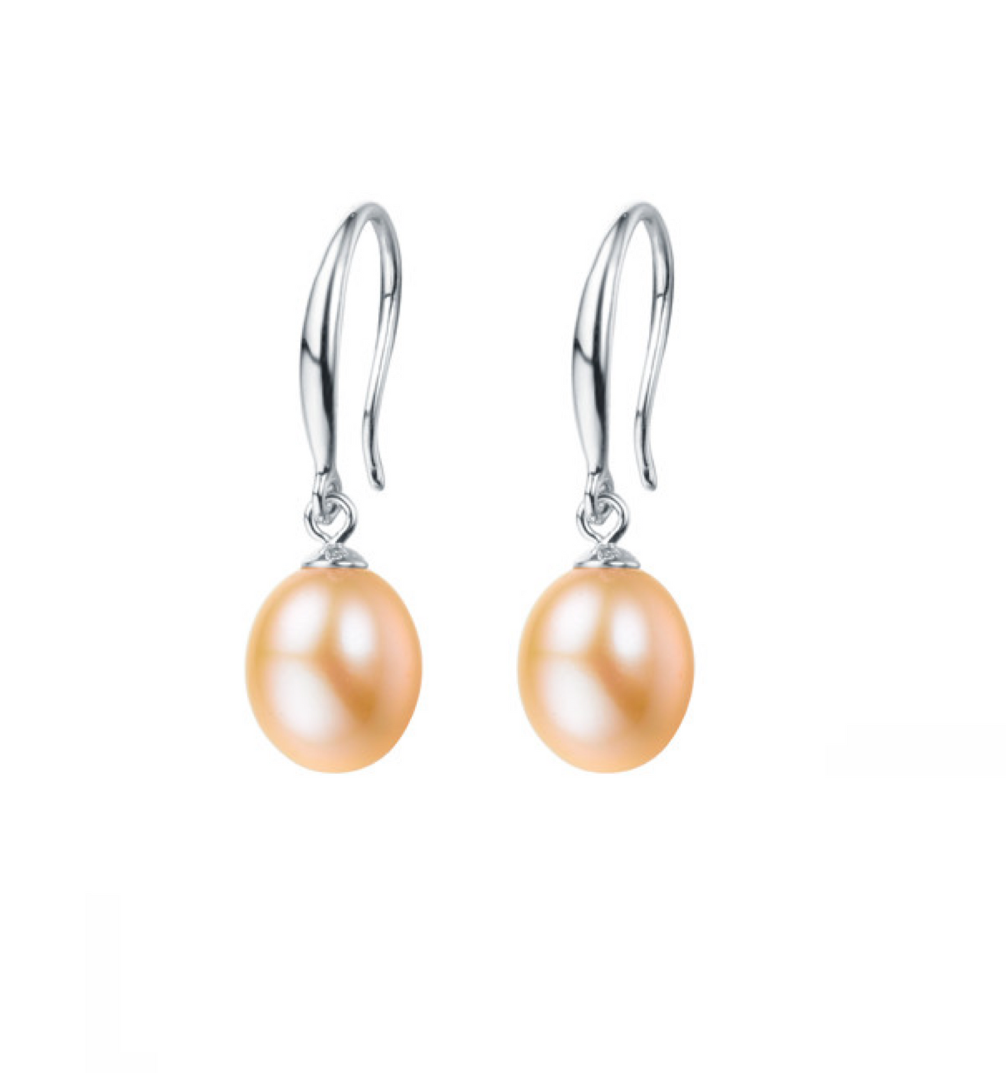 Sterling Silver & Peach Freshwater Pearl Drop Earrings