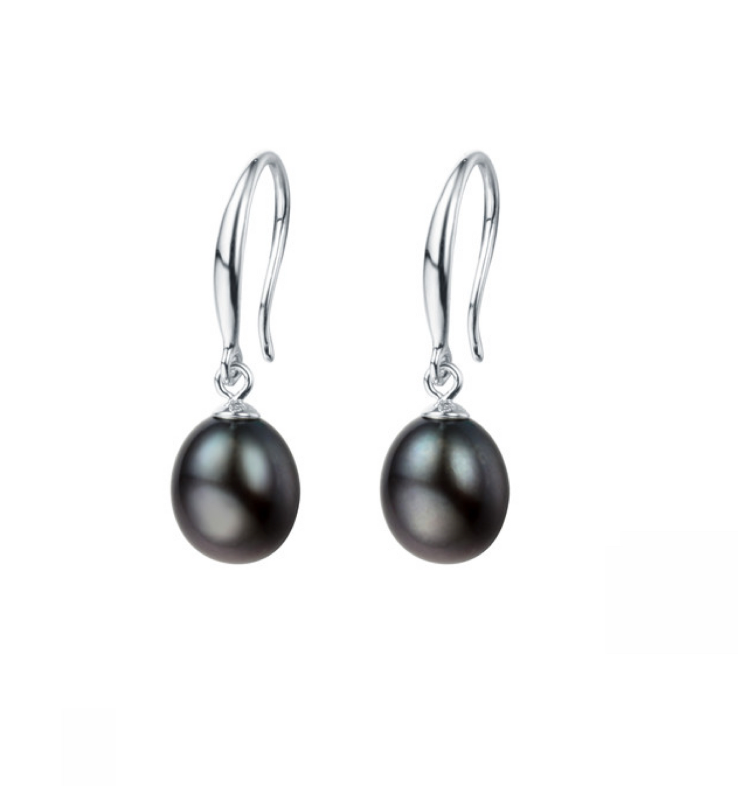 Sterling Silver & Black Freshwater Pearl Drop Earrings