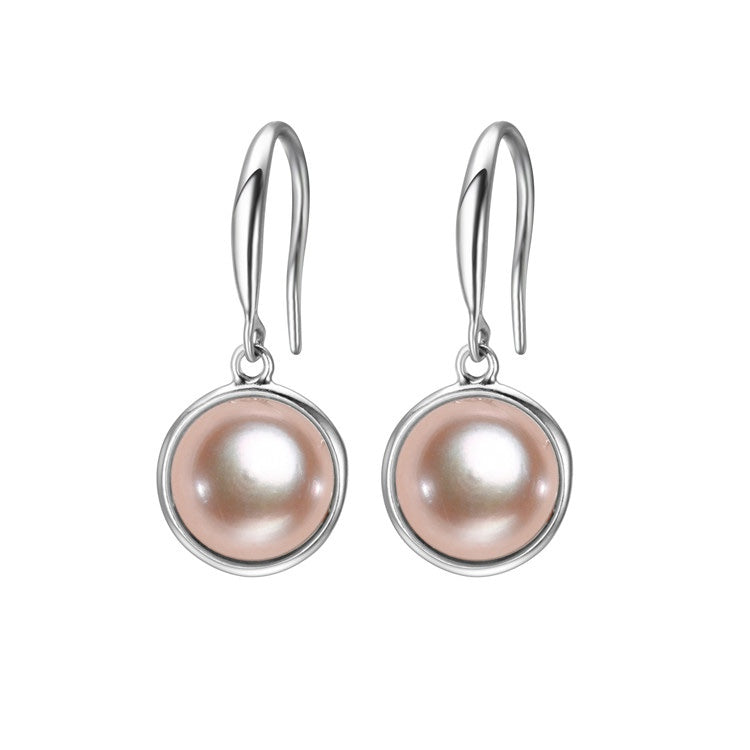 Sterling Silver Pink Freshwater Pearl Circular Drop Earrings