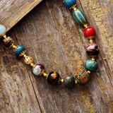 Natural Gemstone & Clay Beaded Necklace