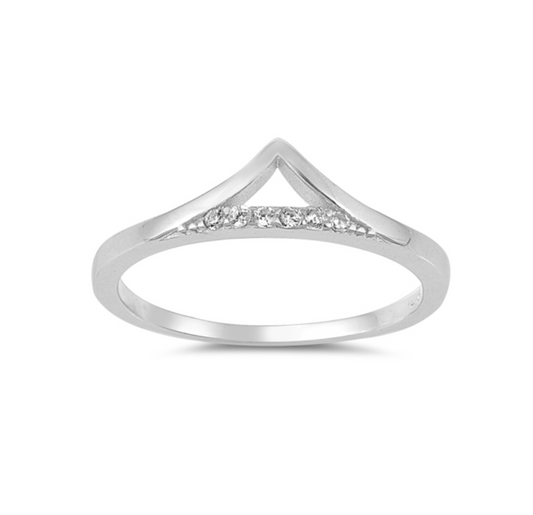 Sterling Silver & Clear CZ Minimal Mountain Ring