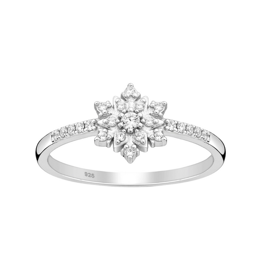 Sterling Silver & Clear CZ Snowflake Ring