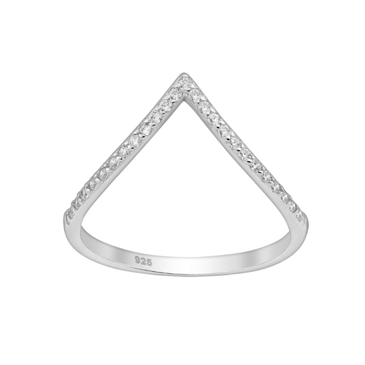 Sterling Silver & Cubic Zirconia Pave Triangular Ring