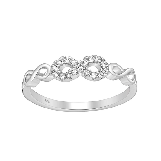 Sterling Silver & Clear CZ Triple Infinity Ring