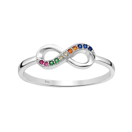 Sterling Silver & Multi Colored CZ Infinity Ring