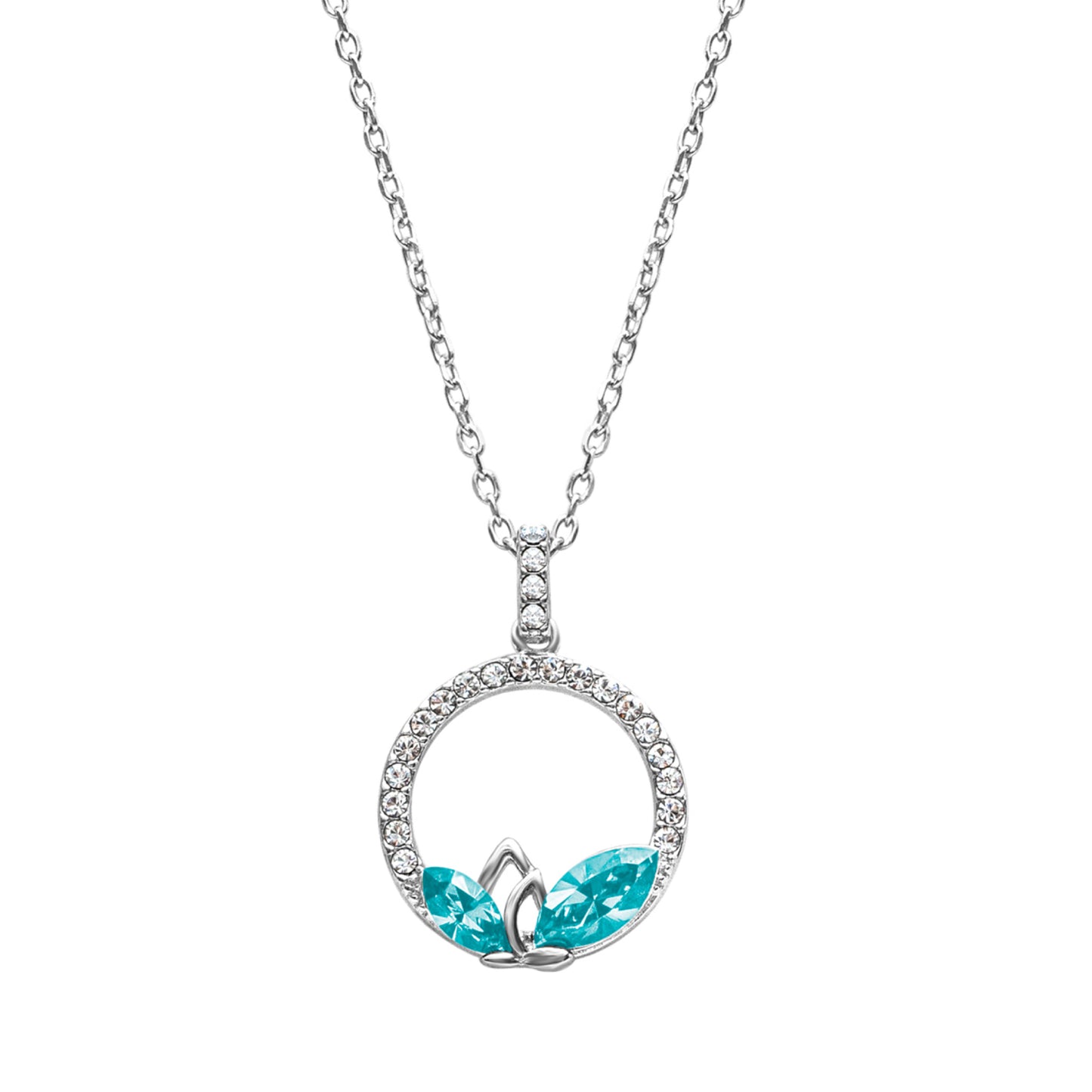 Dual Marquis Crystal Circular Pave Pendant Necklace