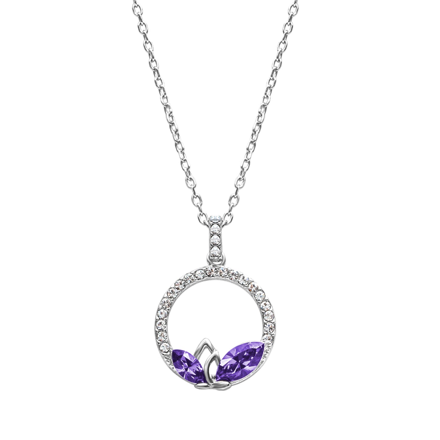 Dual Marquis Crystal Circular Pave Pendant Necklace