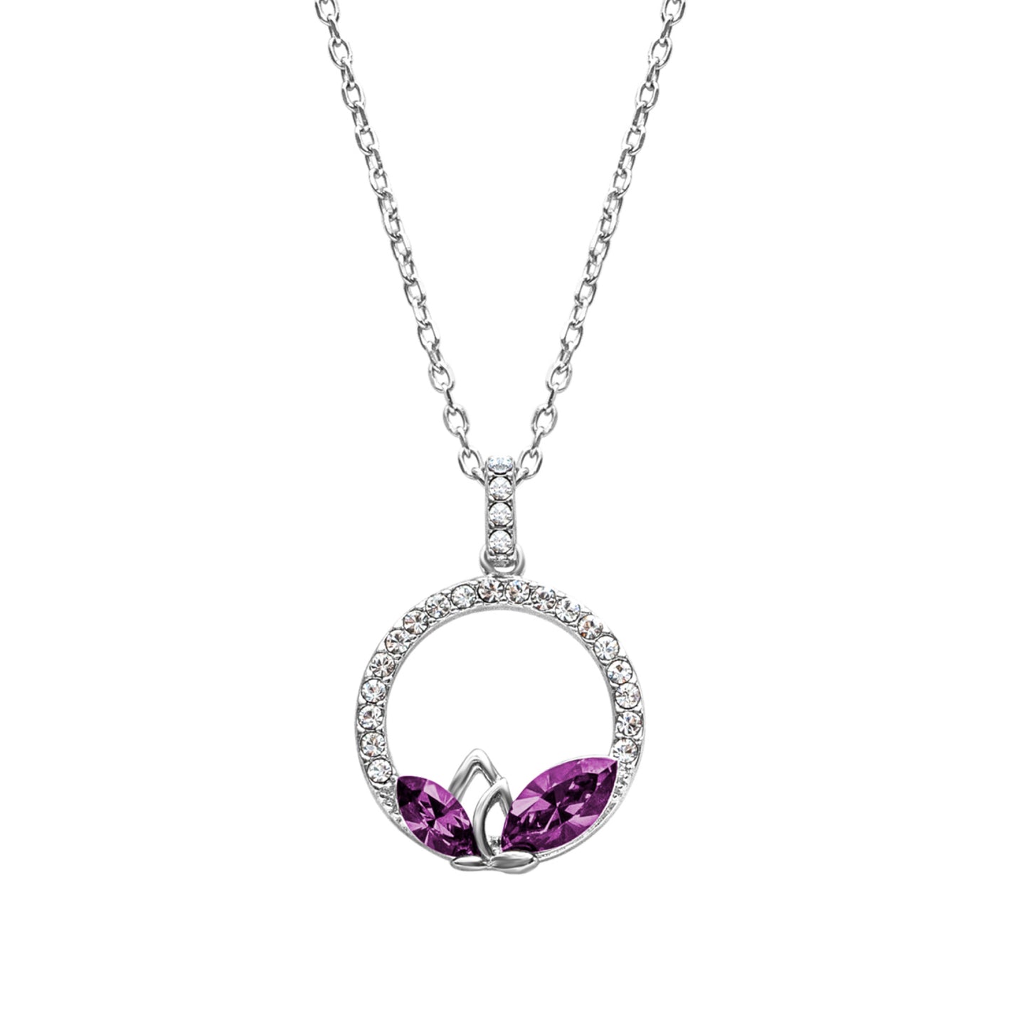 Dual Marquis Crystal Circular Pave Pendant Necklace