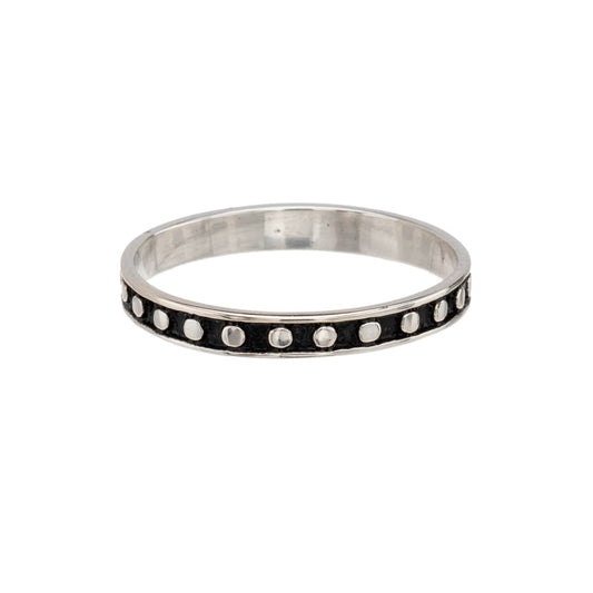 Sterling Silver Stud Embossed Oxidized Ring