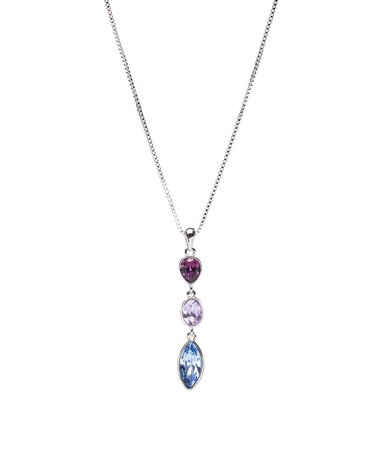 Tri-Tone Crystal Geometric Pendant Necklace