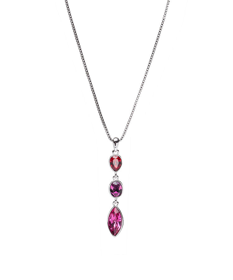 Tri-Tone Crystal Geometric Pendant Necklace