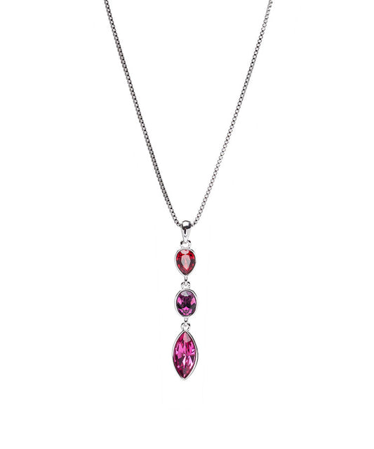 Tri-Tone Crystal Geometric Pendant Necklace