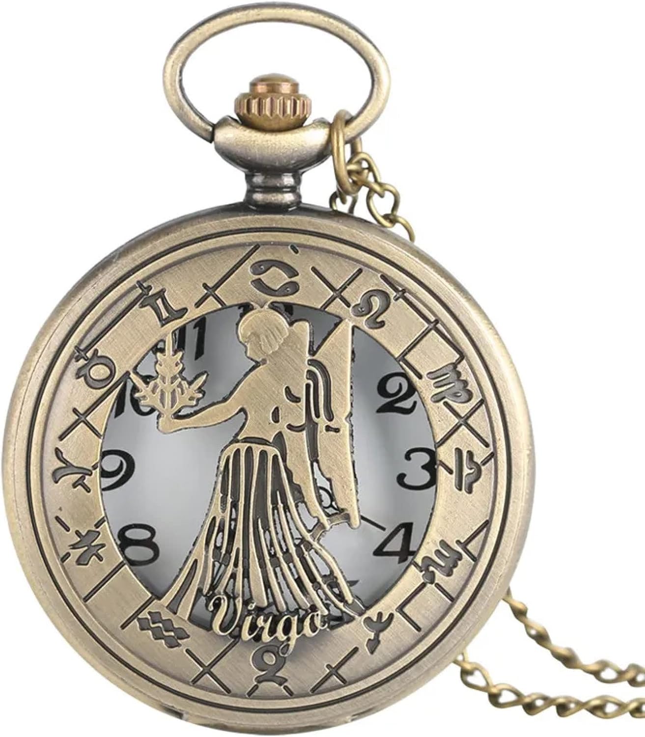 Vintage Brass Virgo Pocket Watch