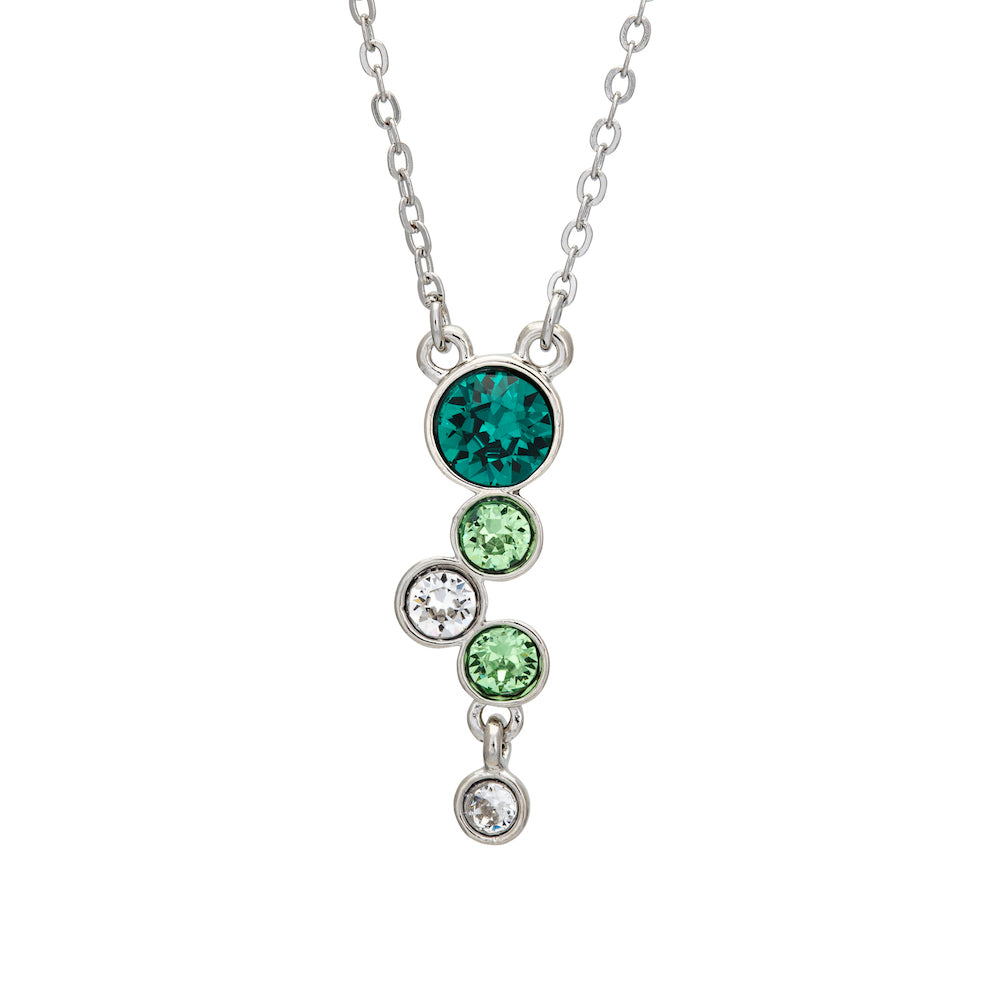 Crystal Circular Clustered Drop Pendant Necklace