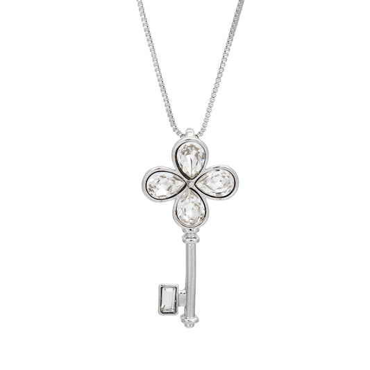 Clear Swarovski Crystal Key Pendant Necklace