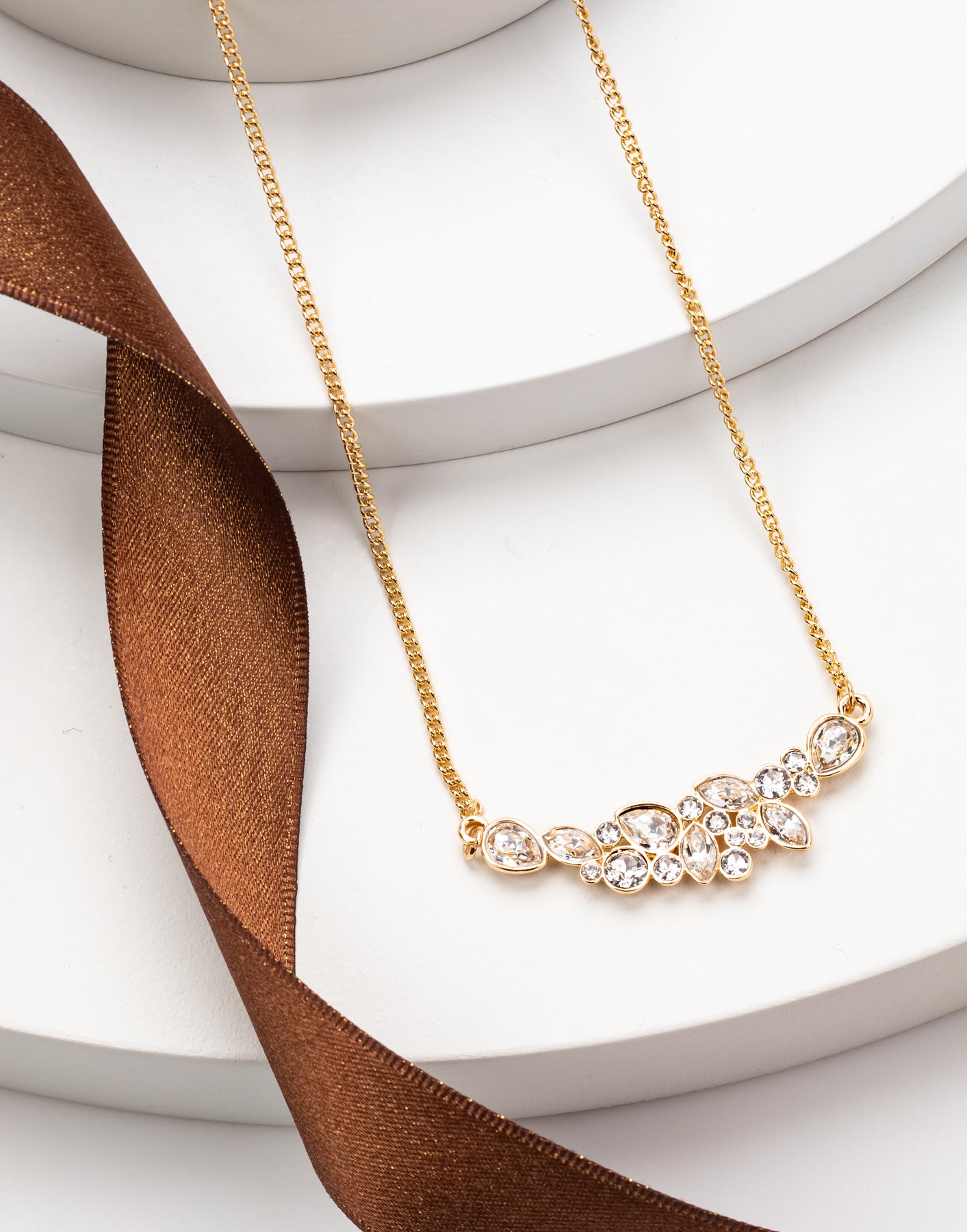 Crystal Clustered Marquis & Teardrop Necklace