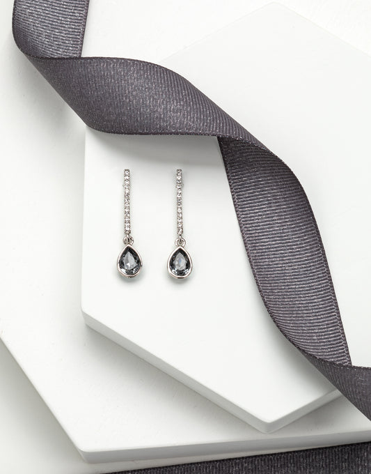 Pave Crystal Bar & Teardrop Earrings