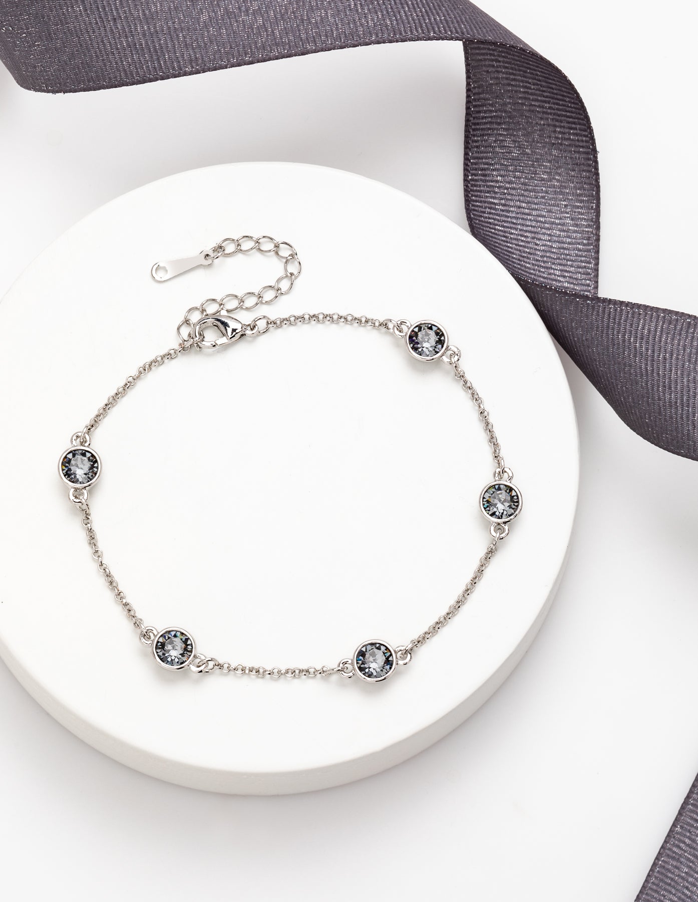 Dainty Crystal Station Chain Bracelet