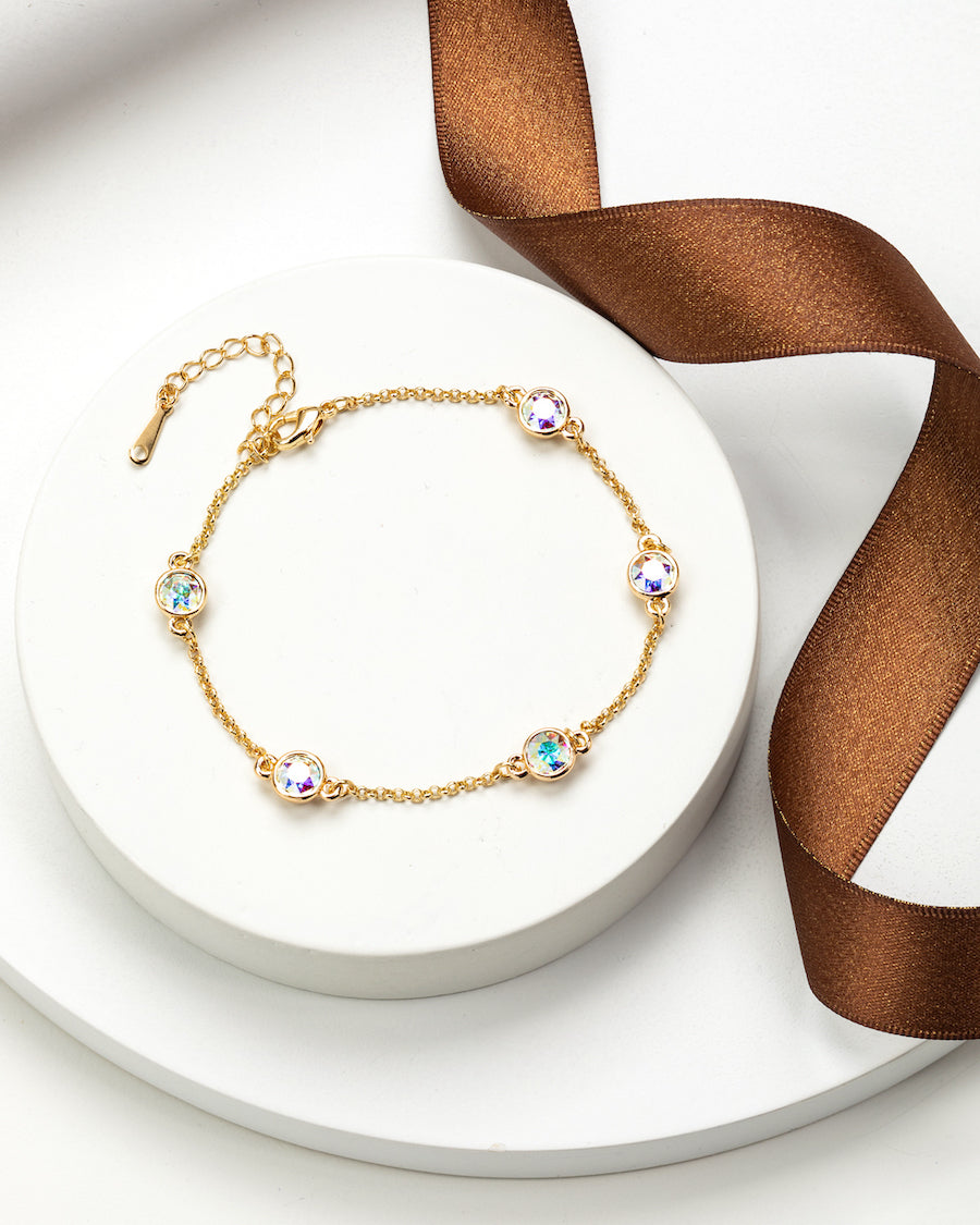 Dainty Crystal Station Chain Bracelet