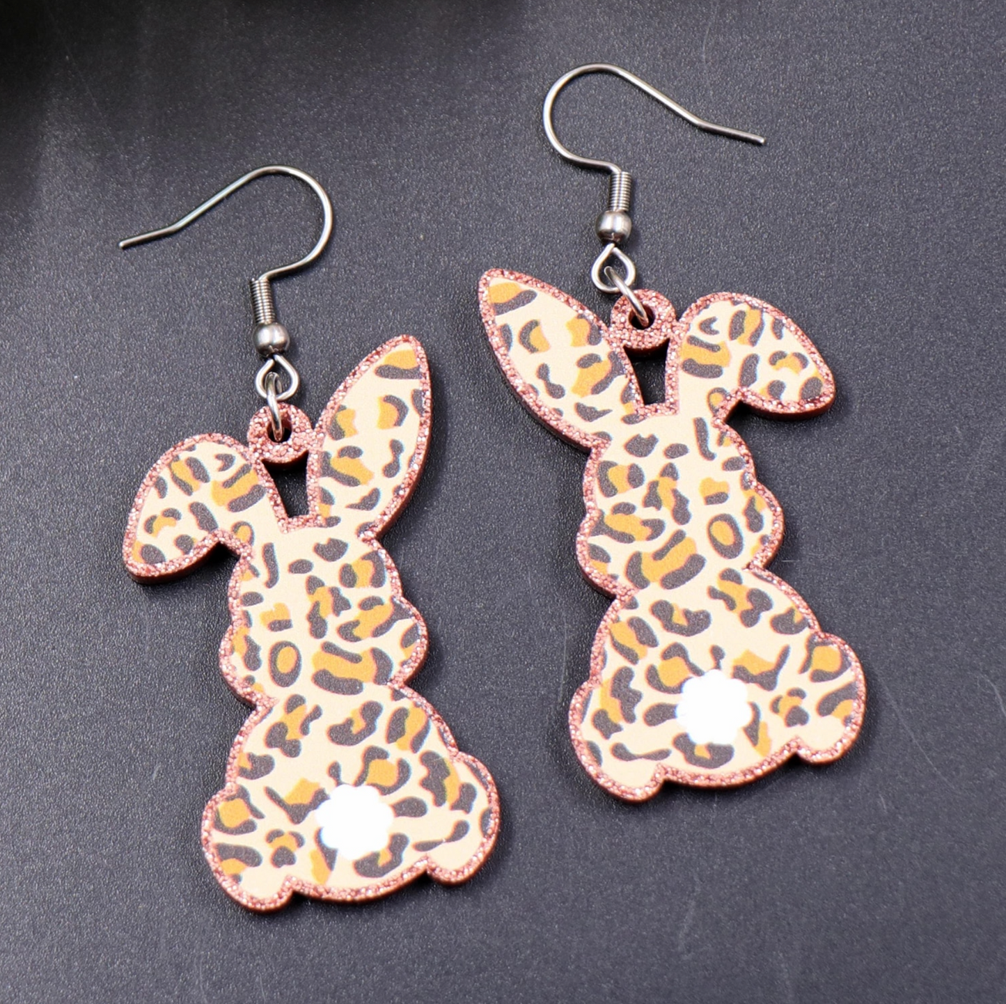 Cotton Tail Leopard Bunny Drop Earrings