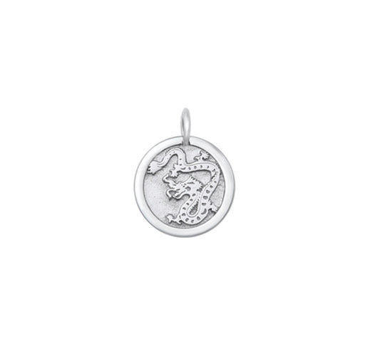 Sterling Silver Year Of The Dragon Round Pendant