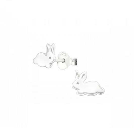 Sterling Silver Cotton Tail Rabbit Stud Earrings