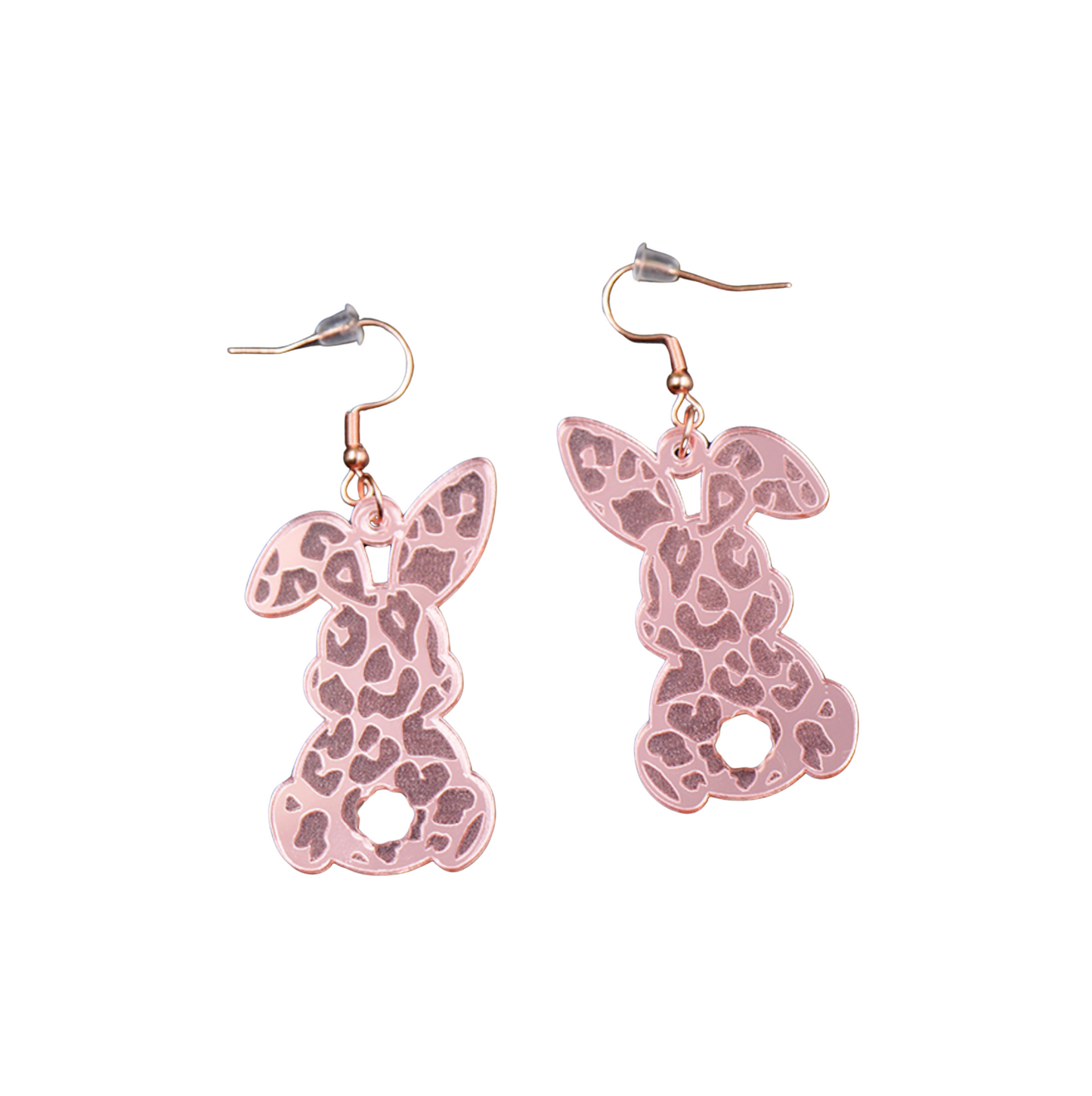 Pink Cotton Tail Leopard Bunny Drop Earrings
