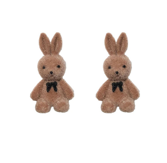 Cute Brown Bunny Stud Earrings