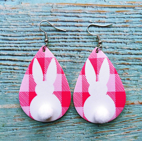 Pink Cotton Tail Bunny Drop Earring