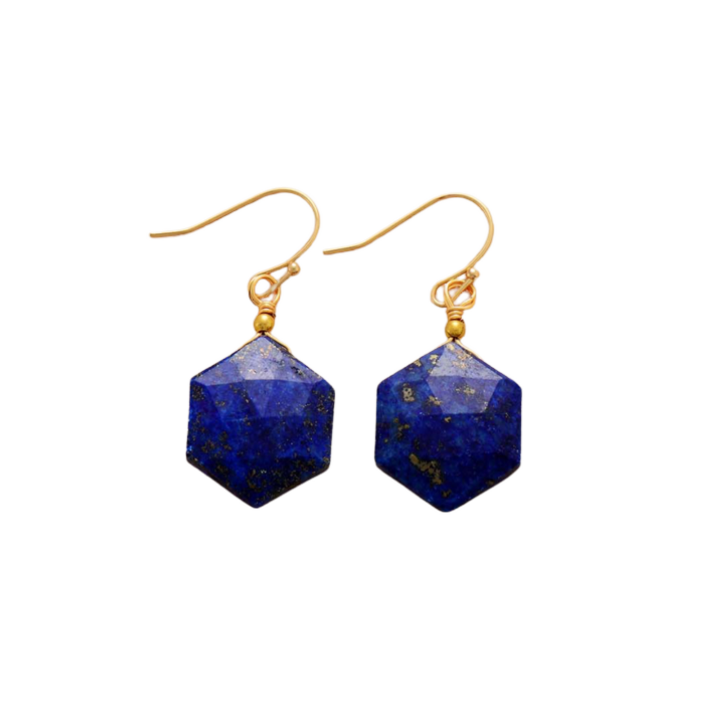 Lapis Stone Hexagonal Drop Earrings (80223-6)