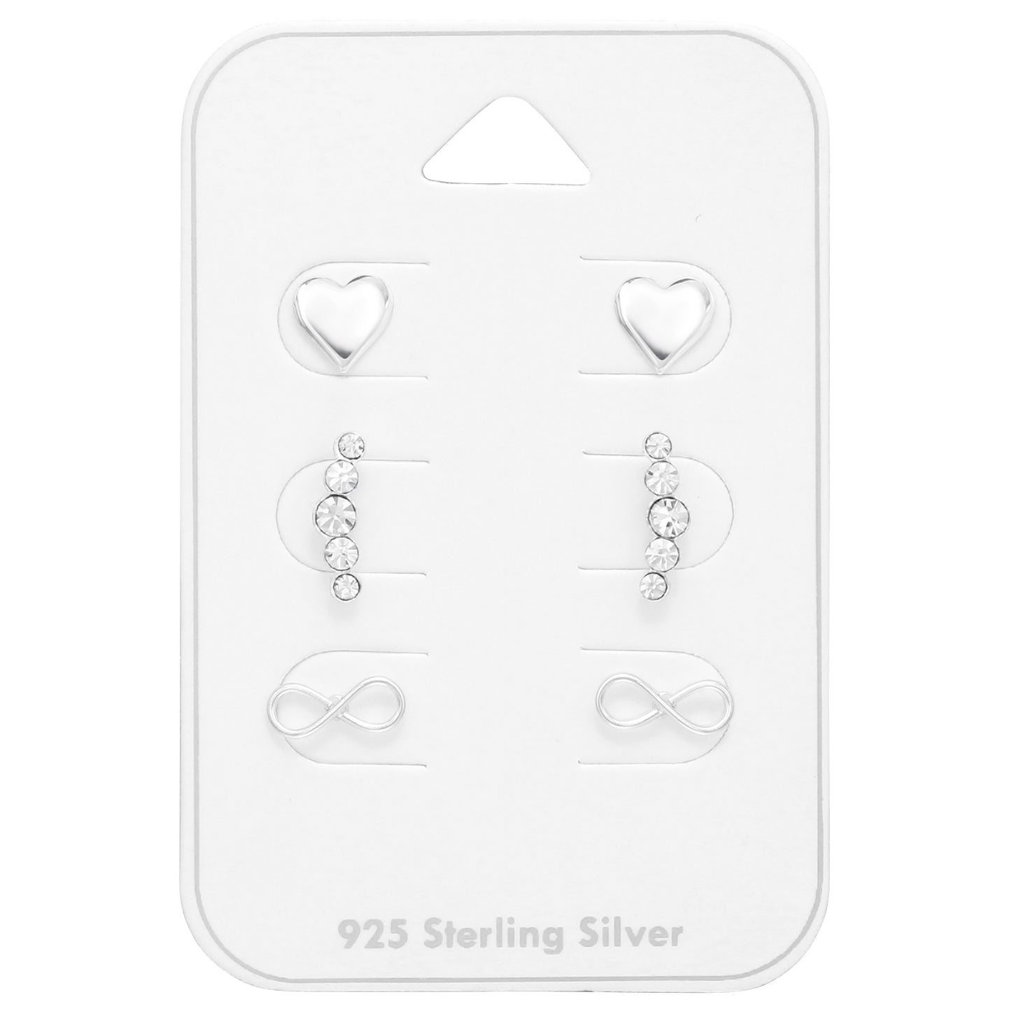 Cubic Zirconia & Sterling Silver Heart Infinity Bar Stud Earrings