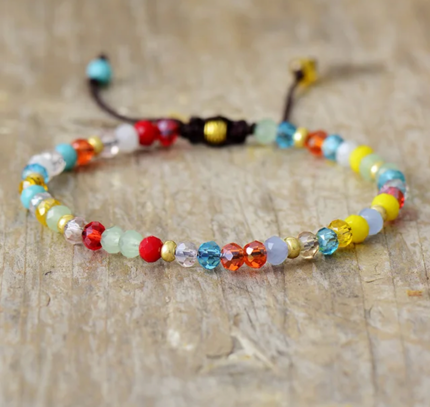 Rainbow Multi Colored Faceted Beaded Choker and Adjustable Bracelet Set