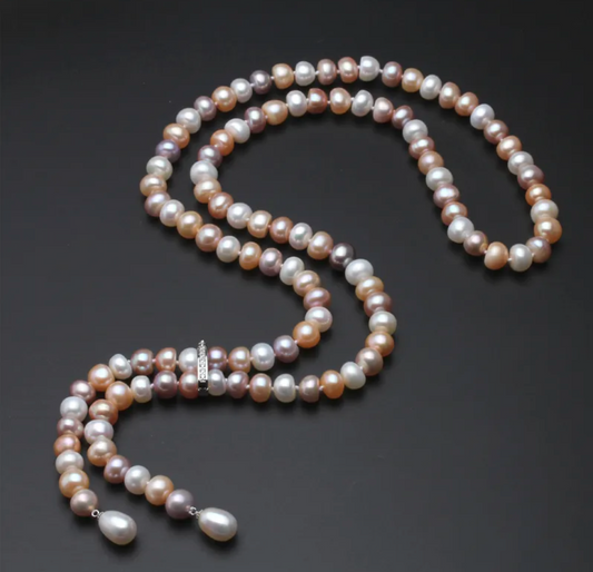 Multi Colored Freshwater pearl Elegant Lariat Style Necklace