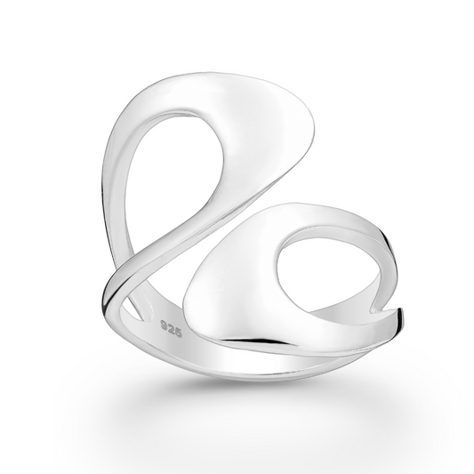 Sterling Silver Openwork Swirled Abstract Statement Ring