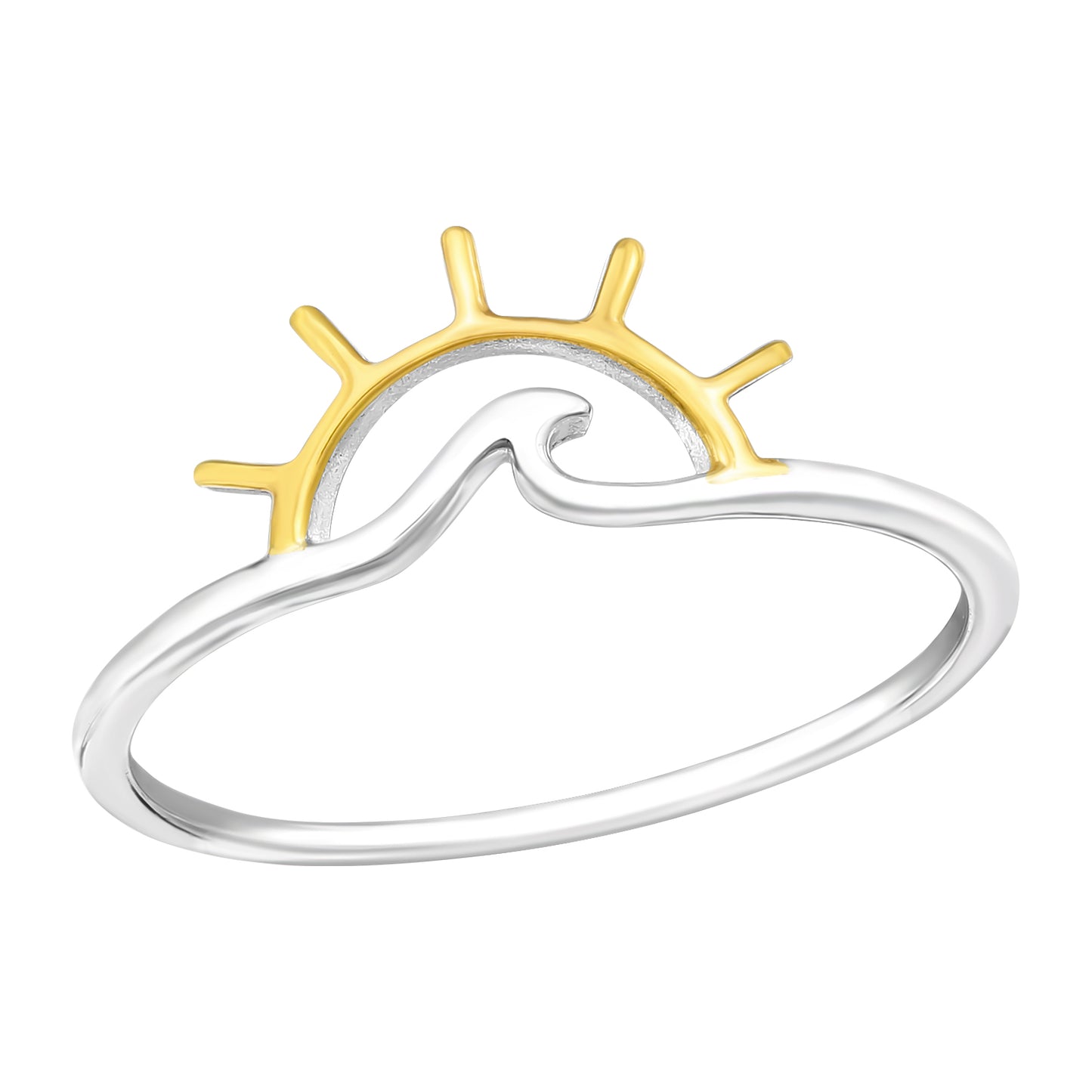 Sterling Silver & Gold Plated Sun & Wave Ring