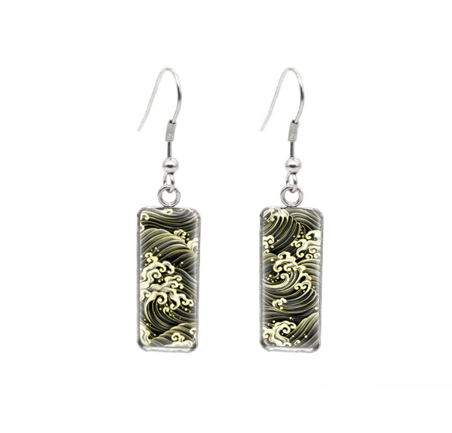 Patterned Rectangular Drop Earrings