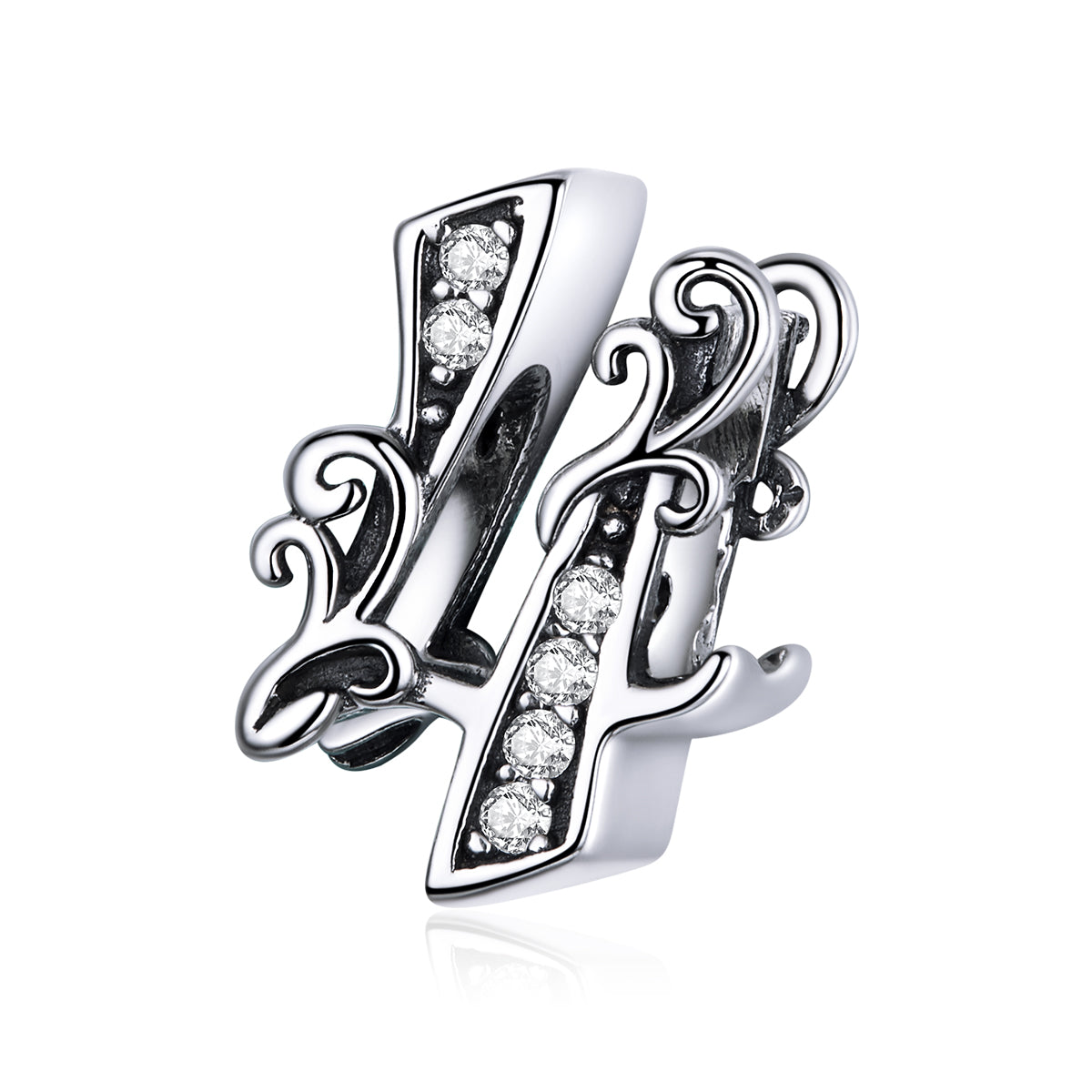 Cubic Zirconia & Sterling Silver Number Charm