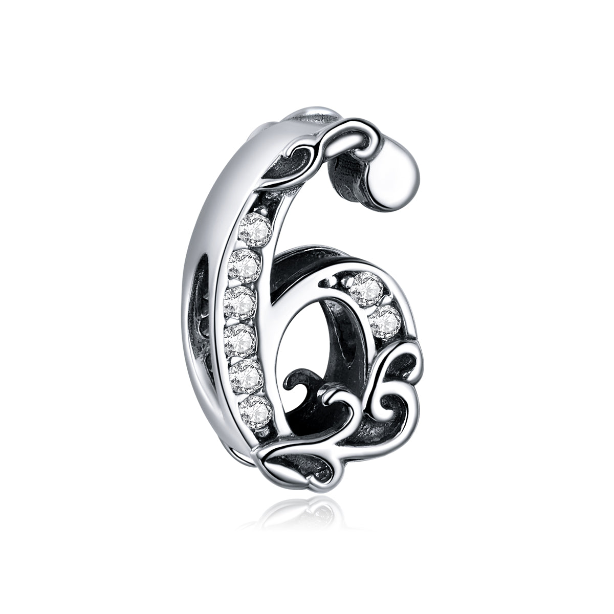 Cubic Zirconia & Sterling Silver Number Charm