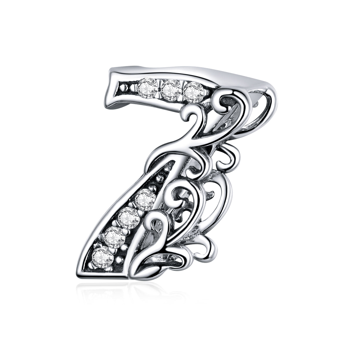 Cubic Zirconia & Sterling Silver Number Charm