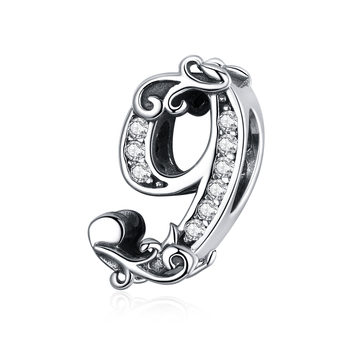 Cubic Zirconia & Sterling Silver Number Charm