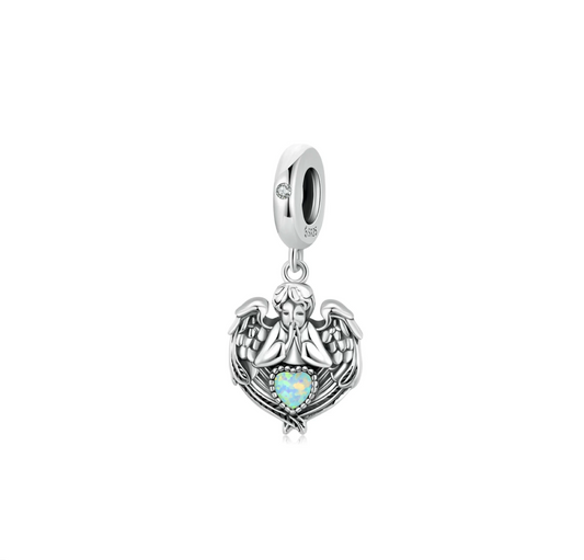 Sterling Silver Heart Cherub Charm