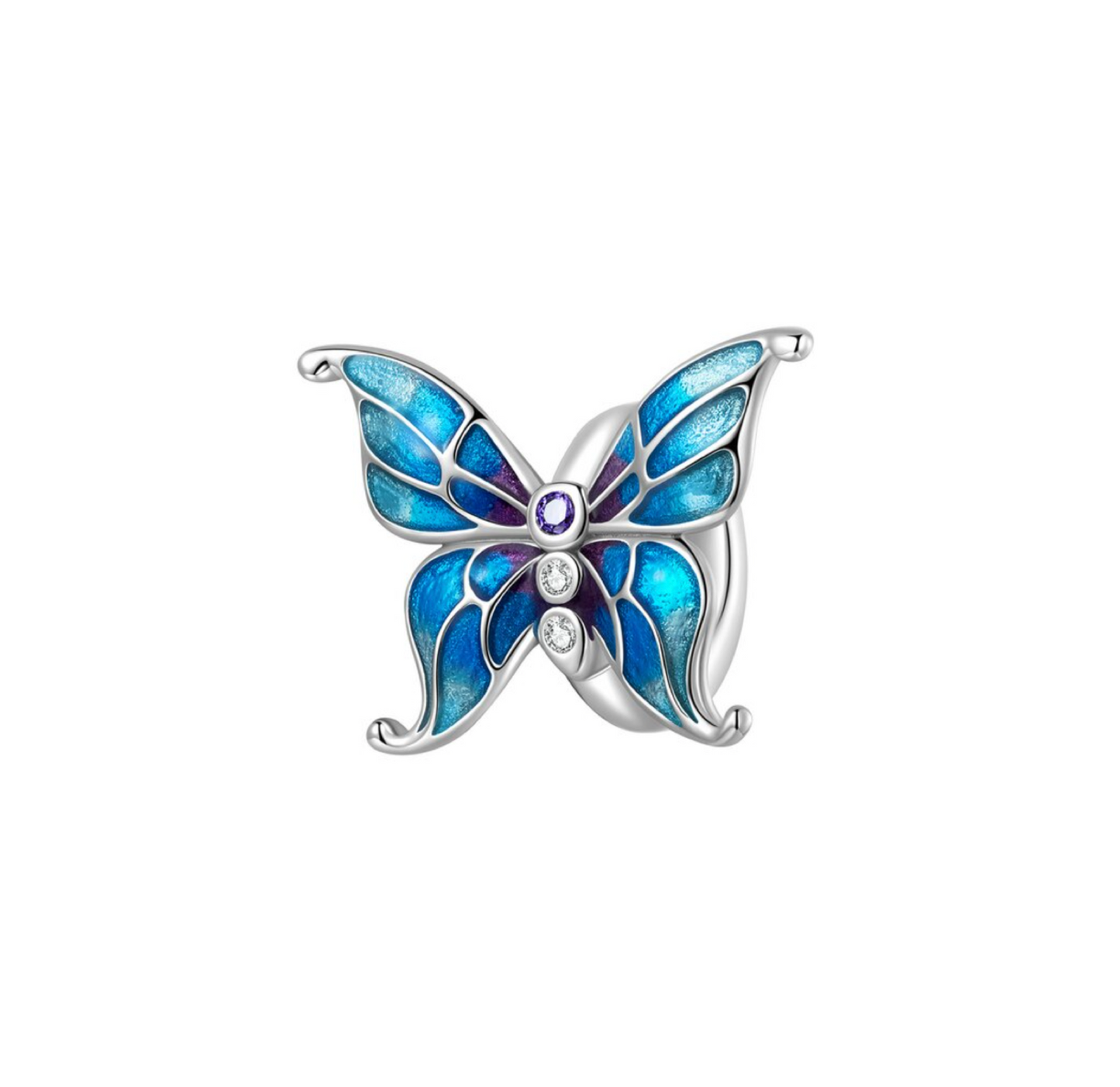 Blue Cubic Zirconia & Sterling Silver Butterfly Charm